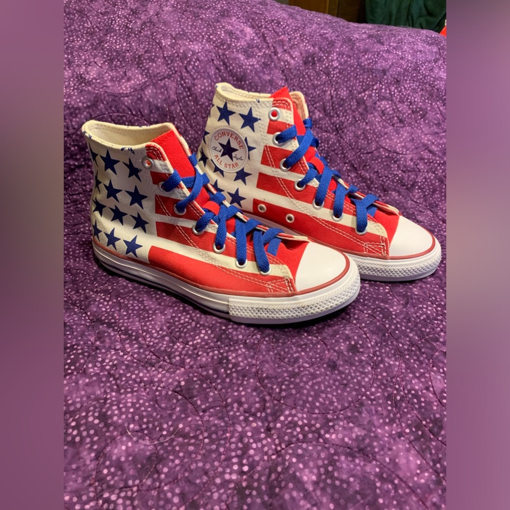 American Flag Converse All Stars NWOT size 3 high tops July 4